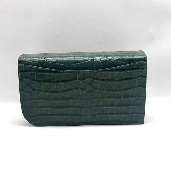 Jason Wu Sage Leaf Croc Embossed Orbit Leather Clutch - Picture 2 of 11